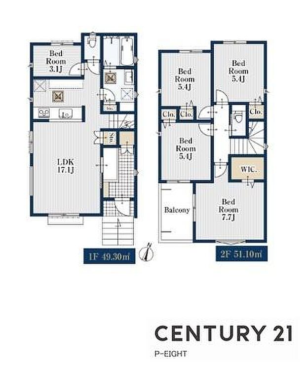 2台並列台駐車可!LDK17.1帖!陽当り良好な南向きバルコニー!全居室に収納スペースあり!収納豊富な間取り!