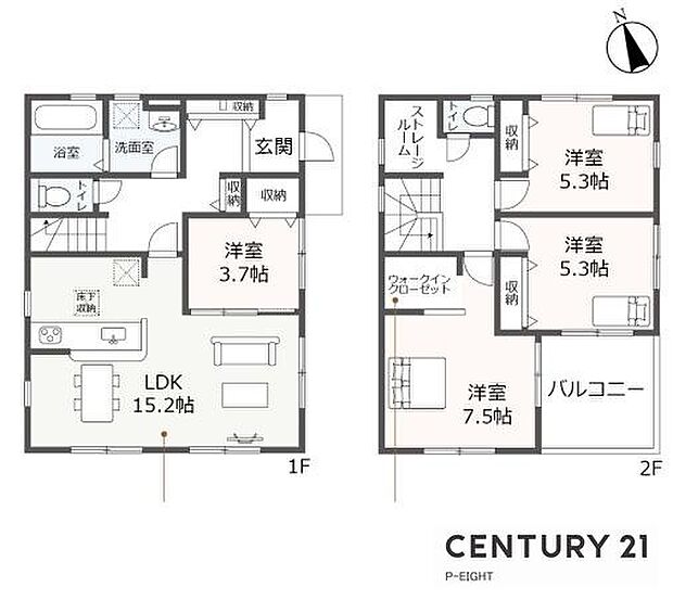 ストレージルーム、ウォークインクローゼット付きの収納豊富な間取り！
