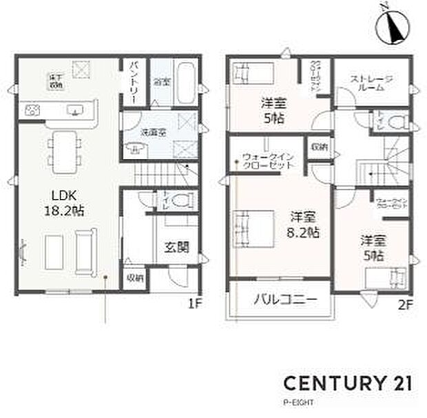 LDK18.2帖！ストレージルーム、ウォークインクローゼット付きの収納豊富な間取り！