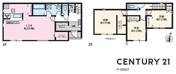 広々LDK20帖!WIC付・SIC・ファミリークローク付きの収納豊富な間取り!