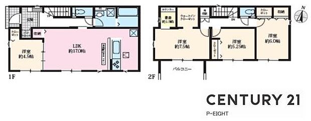 LDK17帖!書斎、SIC、WIC付きの収納豊富な間取り!