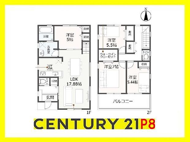 LDK18.25帖！WIC付きの収納豊富な間取り！