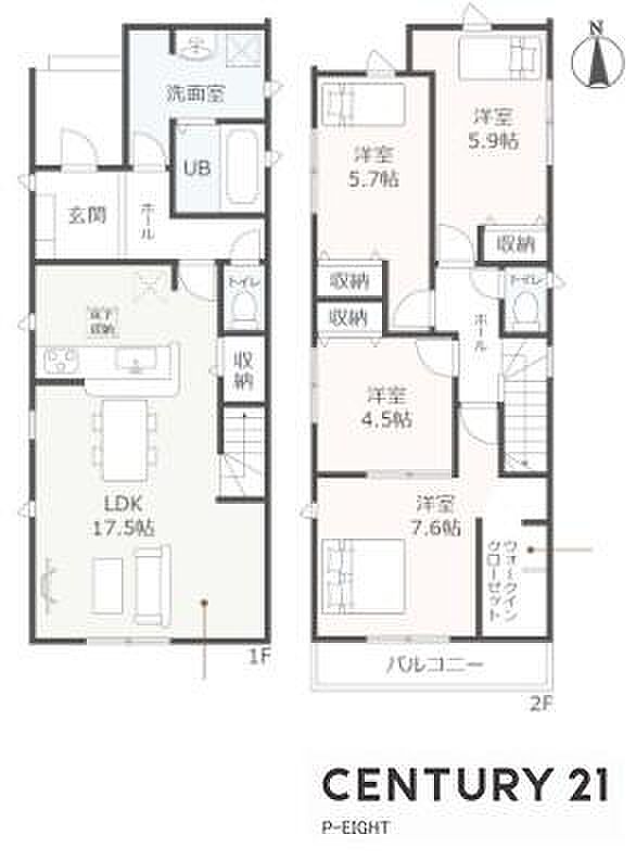 LDK17.5帖!WIC付きの収納豊富な間取り!