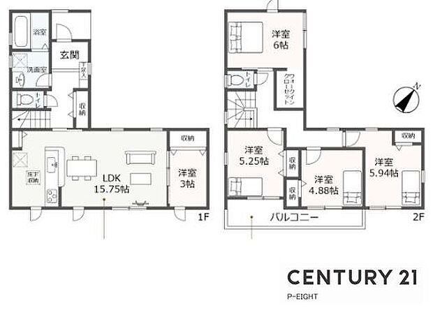 ウォークインクローゼット付きの収納豊富な間取り！