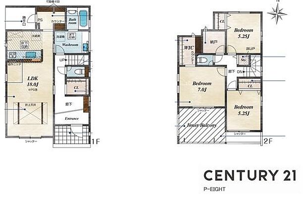 LDK18帖以上!陽当り良好な南向きバルコニー!収納豊富な間取り!