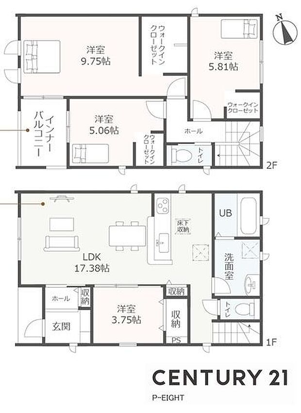 LDK17.38帖！収納豊富な間取り！