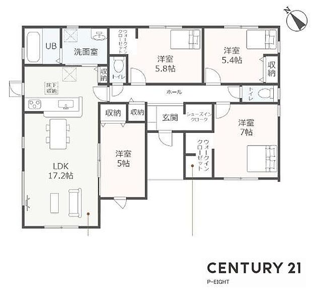LDK17.2帖!収納豊富な間取り!