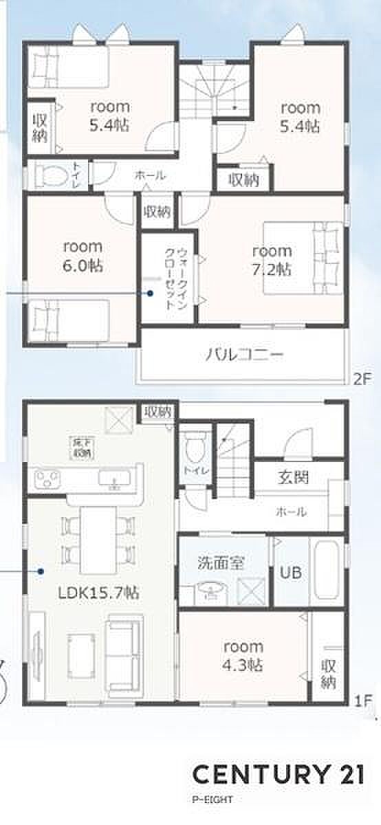 LDK5.76帖!ウォークインクローゼット付きの収納豊富な間取り!