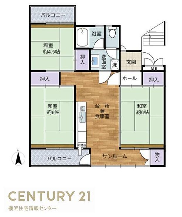 金沢シーサイドタウン並木1丁目第3住宅(3DK) 1階の間取り