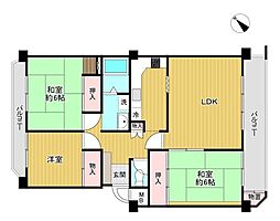 京王めじろ台マンションD棟 3LDKの間取図画像