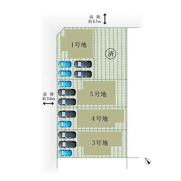 こちらは4号棟です。駐車並列で3台可能◎（普通2台・軽1台）