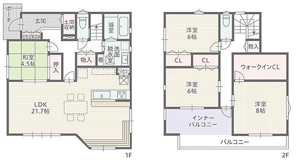 5号棟◇4LDK◇延床面積130.43平方メートル(39.45坪)土地面積161.96平方メートル(48.99坪)