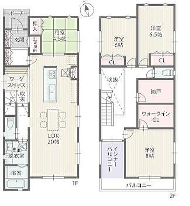 1号棟【土地面積140.51平方メートル(42.50坪)建物面積126.71平方メートル(38.32坪)】