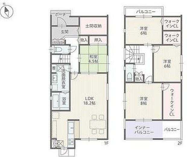 2号棟【土地面積140.50平方メートル（42.50坪）建物面積126.29平方メートル（38.2坪）】