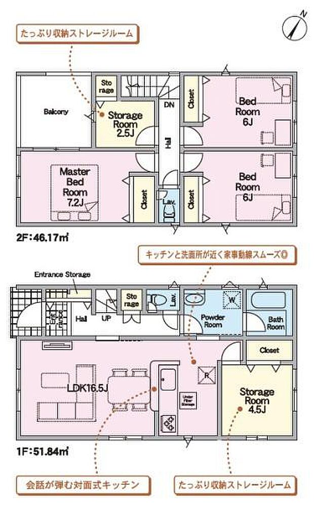 1号棟・3LDK＋2S・土地面積131.77平方メートル・建物面積98.01平方メートル
