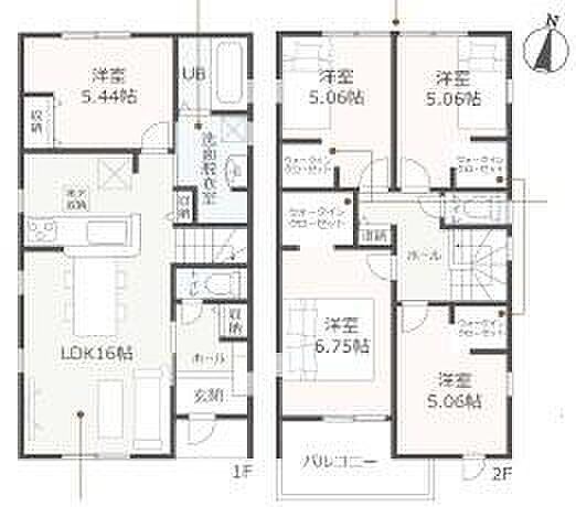 2号棟・5LDK・土地面積131.49平方メートル（39.77坪）・建物面積105.18平方メートル（31.81坪）