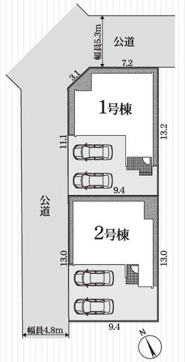 こちらは1号棟です。●駐車並列2台可能！