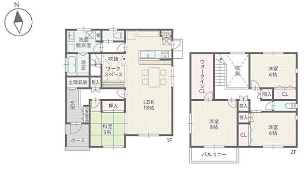 2号棟◇4ＬＤＫ◇土地面積／145.62平方メートル（44.05坪）建物面積／122.57平方メートル（37.07坪）