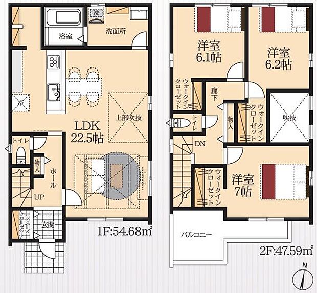 3号棟◇3LDK◇土地面積/128.54平方メートル(38.88坪)建物面積/102.27平方メートル(30.93坪)