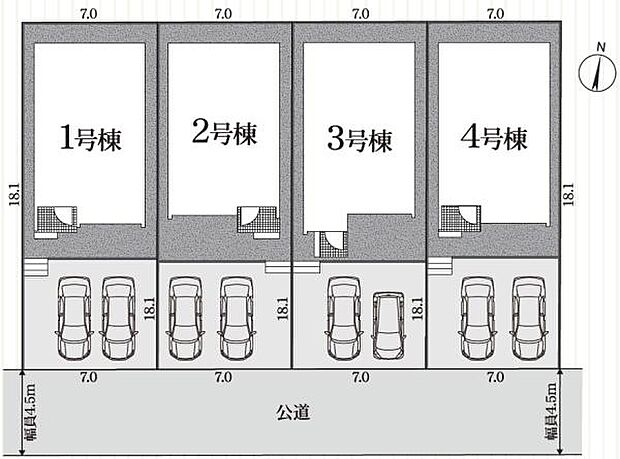 こちらは3号棟です。駐車並列2台可能〇(ただし車種による)