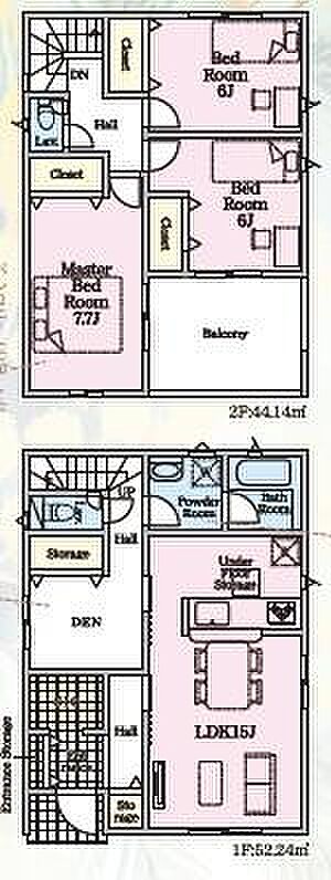 【2号棟】敷地面積152.01平方メートル(45.98坪)・建物面積96.38平方メートル(29.15坪)