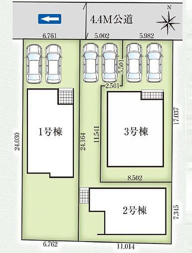 こちらは3号棟になります。駐車並列2台可能！
