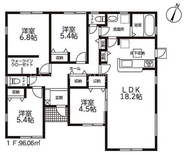 3号棟■4ＬＤＫ■土地面積／387.06平方メートル（117.08坪）建物面積／96.06平方メートル（29.05坪）