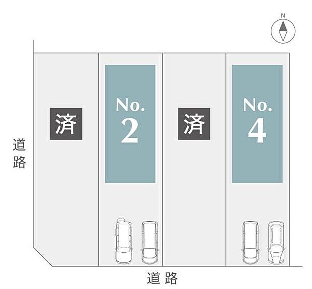 こちらは4号棟になります。駐車並列2台可能