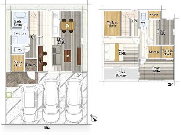 2号棟・4ＬＤＫ・土地面積105.57平方メートル(31.93坪)・建物面積98.14平方メートル(29.68坪)