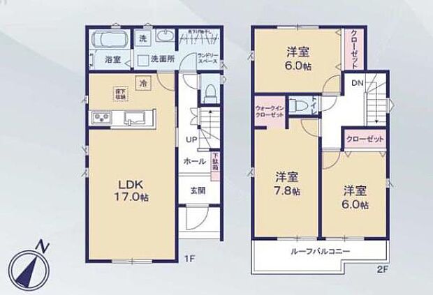 6号棟・3LDK・土地面積158.04平方メートル(47.81坪)建物面積93.56平方メートル(28.30坪)
