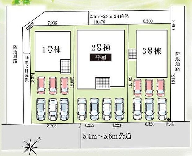 こちらは3号棟です。駐車6台可能◎（車種による）