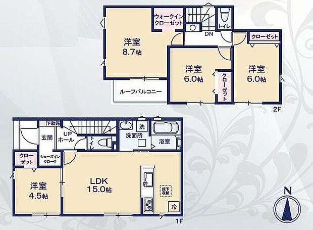 （7号棟）◇4LDK◇延床面積95.63平方メートル(28.93坪)土地面積123.65平方メートル(37.40坪)【令和7年9月完成】
