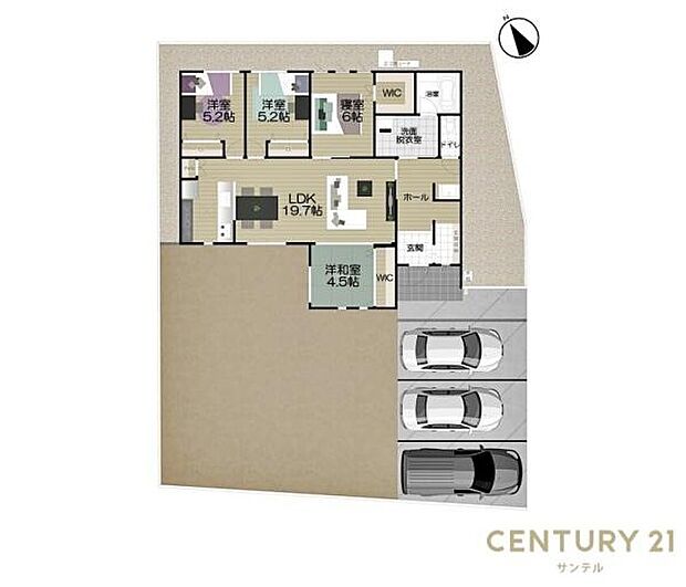 2号棟、南東向き！和室の付いた4LDKの間取りとなっております♪3人家族から5人家族にぴったりな間取りです♪