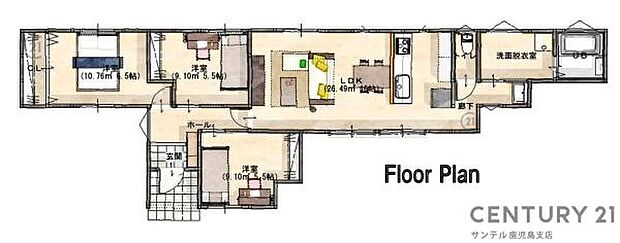 3LDKの間取りとなっております♪南西向きで日当たりも良い平家です♪