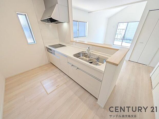 シンプルで使いやすい設計のキッチン♪そしてカウンターキッチンなので、リビングいるご家族と会話を楽しみながらお料理ができます♪オプションで食洗器を付けることができます♪