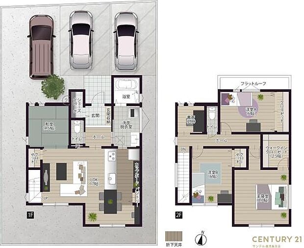 2号棟、南向き！和室付き4SLDKの間取りとなっております♪3人家族から5人家族にぴったりな間取りです♪