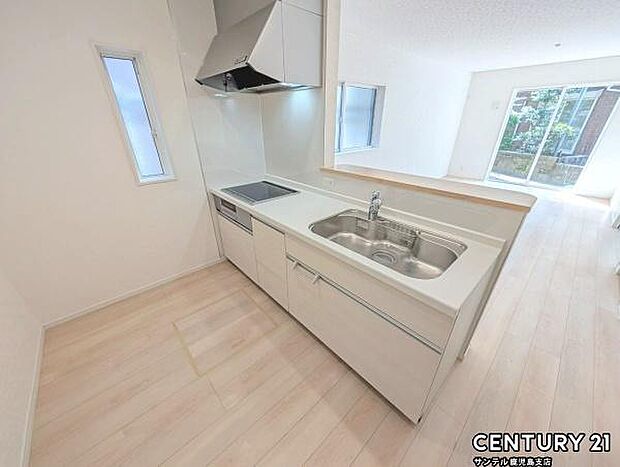 シンプルで使いやすい設計のキッチン♪そしてカウンターキッチンなので、リビングいるご家族と会話を楽しみながらお料理ができます♪オプションで食洗器を付けることができます♪