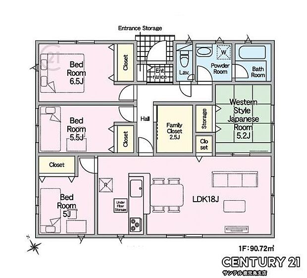 2号棟は平屋の4LDKです♪18帖の余裕のあるリビングとファミリーには嬉しいファミリークローゼットがあります♪
