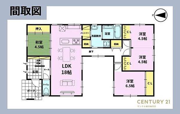 4LDKで余裕のある間取りです♪リビングが広めに取られており、収納もしっかりあるのでファミリーには嬉しい間取です♪駐車場は4台駐車可能です♪