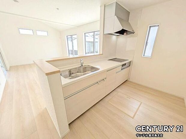 シンプルで使いやすい設計のキッチン♪そしてカウンターキッチンなので、リビングいるご家族と会話を楽しみながらお料理ができます♪オプションで食洗器を付けることができます♪