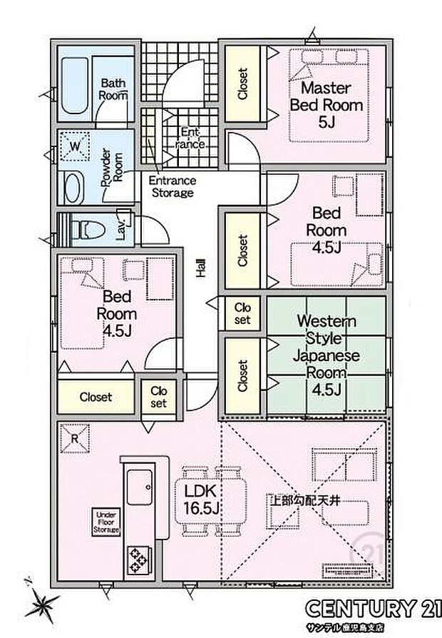 平屋の4LDKです♪広いリビングに和室も付いた間取りです♪収納スペースもしっかり取られているファミリーには嬉しい間取です♪