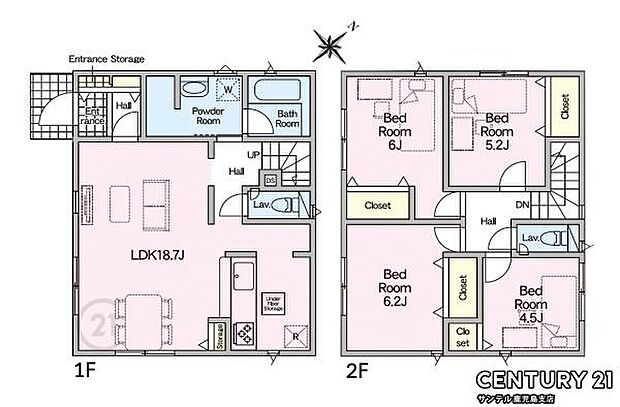 2号棟です！4LDKで余裕のある間取りです♪明るく広々としたリビングで、各居室には収納もあり、とても使いやすい間取りです♪