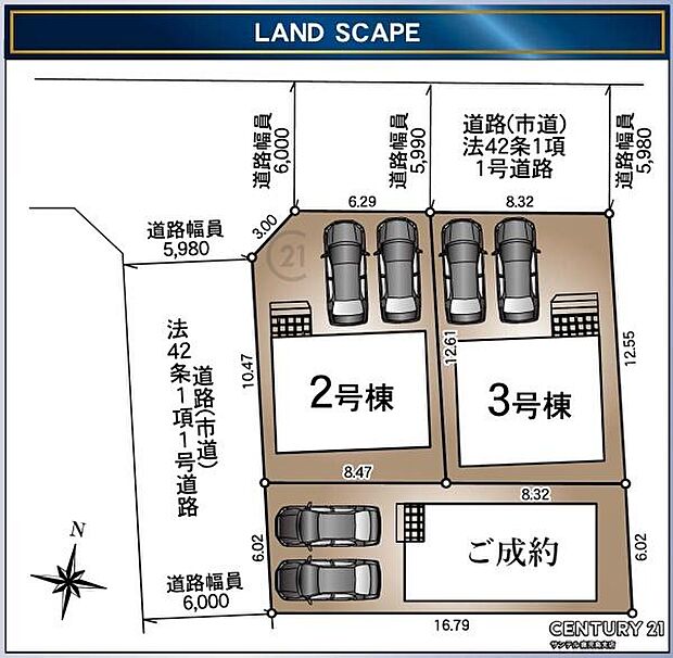 本物件は3号棟です♪お車は最大で並列2台の駐車が可能です♪
