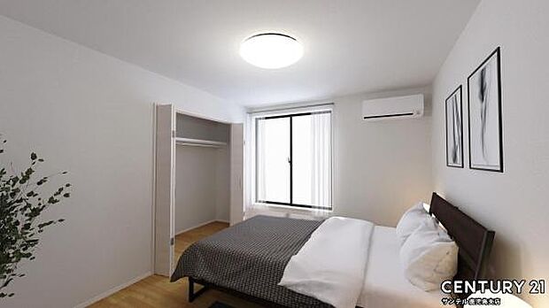 （同仕様モデル）バルコニーとつながる洋室となっており、しっかり日が差し込みますので気持ちの良い目覚めができる素敵な洋室になります♪※家具、家電、インテリアはＣＧによるイメージです。