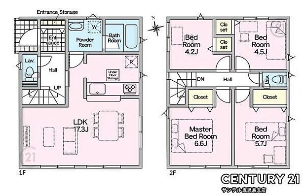 1号棟です！2階建、4LDKの間取りです♪各居室に収納があり、使いやすい間取りとなっております♪
