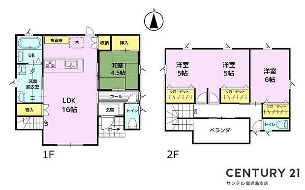 5号地です！和室も付いた4LDKの間取りです♪各居室に収納があり、バルコニーも付いているのでとても使い勝手の良い間取りとなっております♪