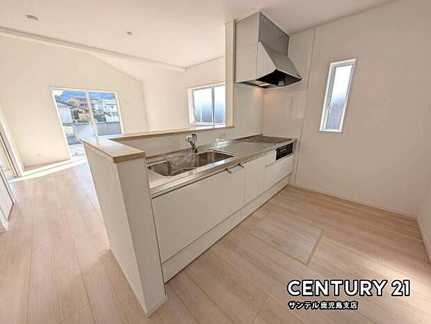 シンプルで使いやすい設計のシステムキッチン♪そしてカウンターキッチンなので、リビングいるご家族と会話を楽しみながらお料理ができます♪オプションで食洗器を付けることができます♪