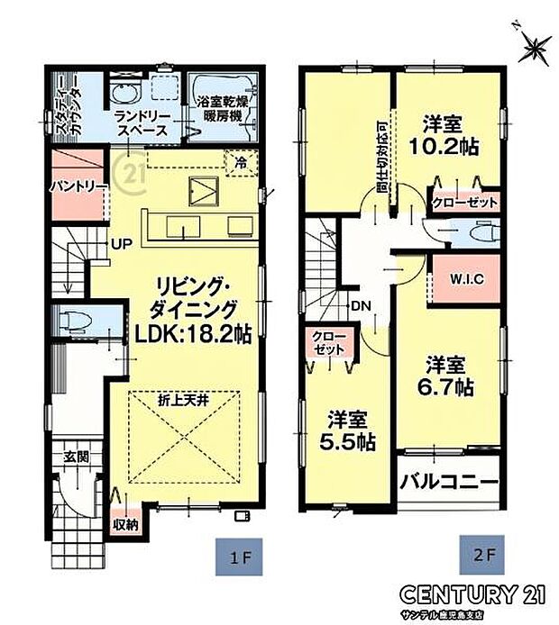 2号棟です!2階建、3LDKの間取りです♪広々としたリビングでご家族ゆったり過ごせます。バルコニーも付いているのでとても使い勝手の良い間取りとなっております♪