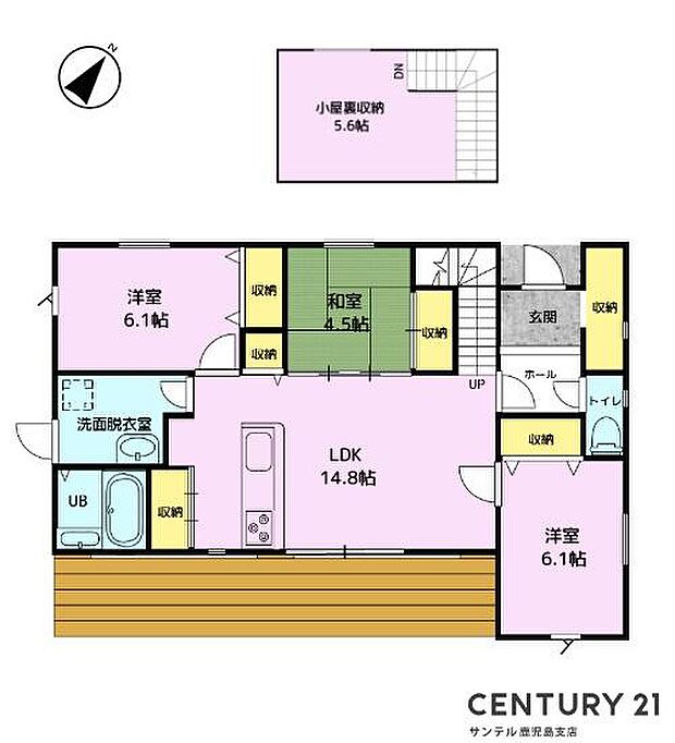A棟の平屋です!和室も付いた3LDK+ロフト付きの間取りです♪各居室に収納があり、ウッドデッキも付いているのでとても使い勝手の良い間取りとなっております♪