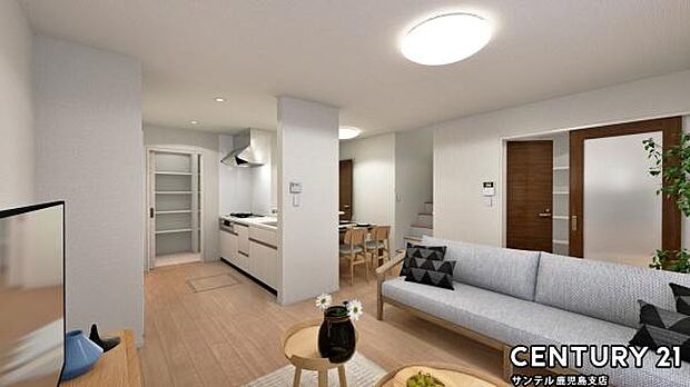 （同仕様モデル写真）明るく、落ち着きのあるリビング♪ご家族でお食事や団らんしたり、ゆったりとしたご家族の時間を過ごせます♪※家具、家電、インテリアはＣＧによるイメージです。